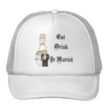 Coma, beba, esté casado gorros  