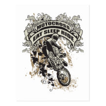 Coma, duerma, monte el motocrós postales