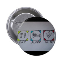 coma, duerma, wine botón pin