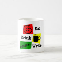 Coma la bebida escriben la taza