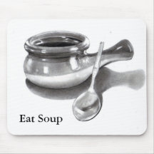 COMA LA SOPA: ARTE DEL LÁPIZ: CUENCO, CUCHARA TAPETE DE RATON
