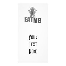 ¡CÓMAME! Hombre de pan de jengibre - B&W gris Tarjetas Fotograficas Personalizadas