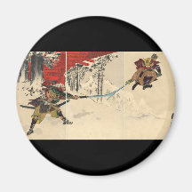 Combate del samurai en la nieve circa 1890 imán de frigorifico
