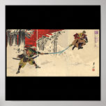 Combate del samurai en la nieve circa 1890 posters