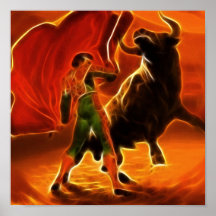 Combatiente y EL Toro de Bull Impresiones