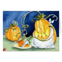 Comedor del pastel de calabaza tarjeta