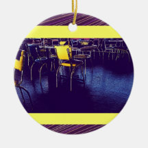 Comensal amarillo púrpura ornamentos de navidad