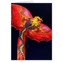 Cometa roja del dragón felicitaciones