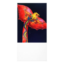 Cometa roja del dragón tarjetas con fotos personalizadas