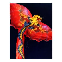Cometa roja del dragón tarjetas postales