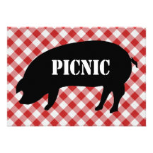 Comida campestre a cuadros de la tela del cerdo Si Comunicado Personalizado