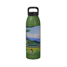 Comida campestre con la botella del granjero botella de agua reutilizable