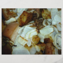 Comida campestre del cerdo con las patatas y las c tarjetón