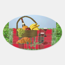 Comida campestre romántica calcomanía óval personalizadas