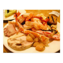 Comida del camarón de las piernas de cangrejos de  tarjeta postal