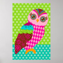 Cómo ahora búho rosado - emparede el poster