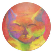 "Cómo puede usted servirme?" Arte del gato Platos Para Fiestas