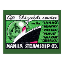Compañía 1930 de buque de vapor de Manila Tarjeta Postal