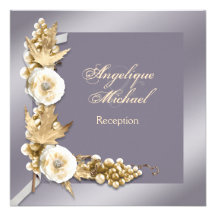 Compromiso poner crema de marfil púrpura del boda invitación personalizada