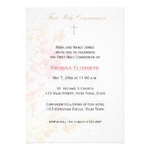 Comunión de la acuarela floral del melocotón prime comunicado personalizado