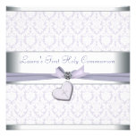 Comunión de la púrpura de los chicas de la cruz de invitaciones personalizada