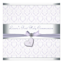 Comunión de la púrpura de los chicas de la cruz de invitaciones personalizada