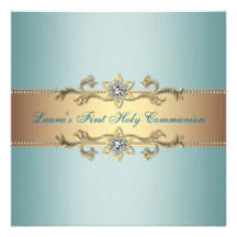 Comunión del azul del trullo de los chicas primera invitacion personalizada