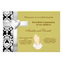 Comunión santa del damasco invitación personalizada