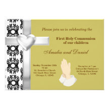 Comunión santa del damasco invitación personalizada