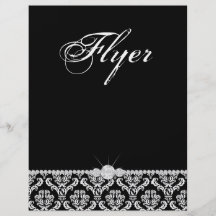 Con clase blanco del negro del damasco del salón d flyer a todo color
