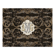 Con monograma de encargo barroco Antiqued elegante Comunicado Personal