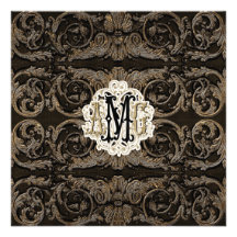 Con monograma de encargo barroco Antiqued elegante Comunicados