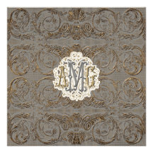 Con monograma de encargo barroco Antiqued elegante Anuncio