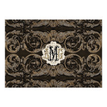 Con monograma de encargo barroco Antiqued elegante Anuncio Personalizado