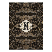 Con monograma de encargo barroco Antiqued elegante Invitacion Personal