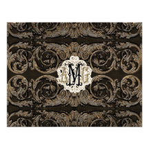 Con monograma de encargo barroco Antiqued elegante Anuncio Personalizado