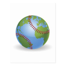 Concepto de la bola del béisbol del globo del mund tarjeta postal