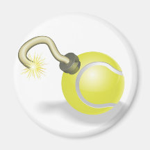 Concepto de la bomba de la pelota de tenis iman de frigorífico