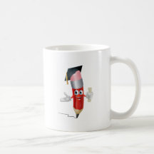 Concepto graduado de la educación del lápiz tazas de café