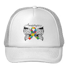 Conciencia de la mariposa del tatuaje - autismo gorras de camionero