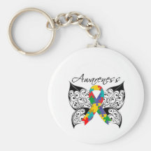 Conciencia de la mariposa del tatuaje - autismo llaveros personalizados
