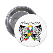 Conciencia de la mariposa del tatuaje - autismo pins