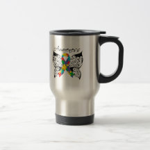 Conciencia de la mariposa del tatuaje - autismo taza de café