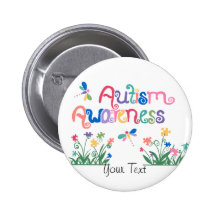 Conciencia del autismo en el botón blanco pins