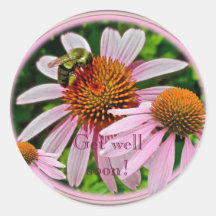 Coneflower consigue bien pronto pegatina redonda
