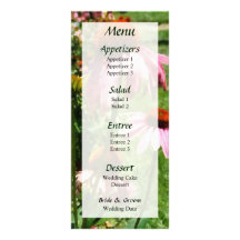 Coneflowers en menú del boda del jardín diseños de tarjetas publicitarias
