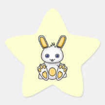 Conejito amarillo de Kawaii Calcomania Cuadrada Personalizada