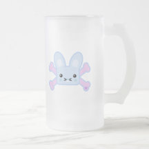 conejito azul de la bandera pirata del kawaii taza de café