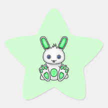 Conejito de la verde menta de Kawaii Calcomanías Forma De Estrellas Personalizadas