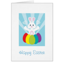 Conejito de pascua con los huevos del arco iris, P tarjetas